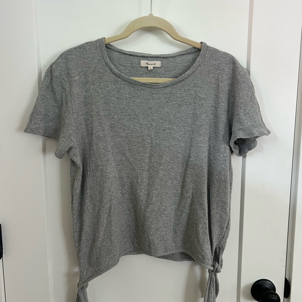 Madewell Heather Gray Short Sleeve Top with Side Ties